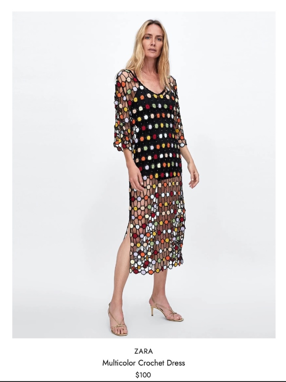 Zara NWT Multicolored Beaded Crochet Knit Dress - Limited Edition - Size Medium